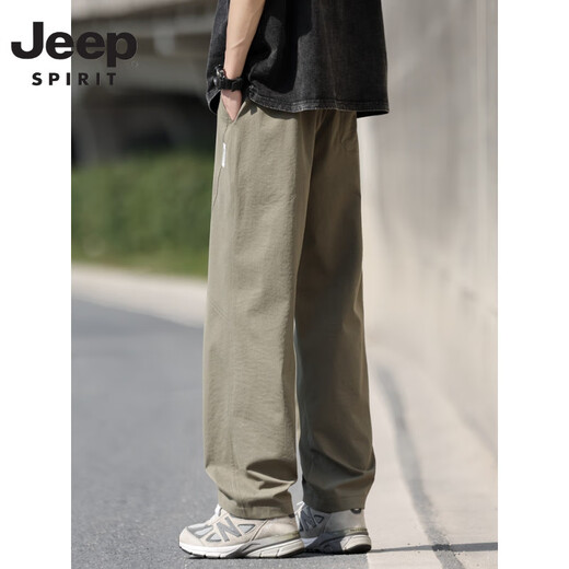 JEEP SPIRIT吉普男士裤子夏季新款美式潮流直筒裤军绿薄款透气冰丝裤凉感速干 6632黑色+6636军绿 M