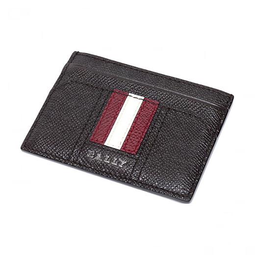 
BALLY (BALLY) red and white striped leather leather card bag card clip for men's coffee color basic package (pack + dust bag)