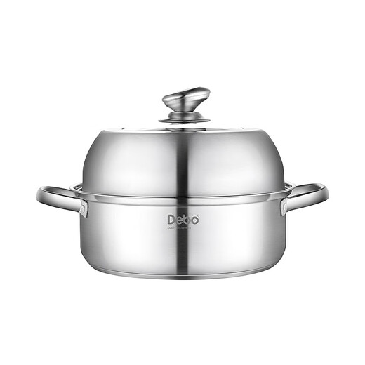 Debo Debo 316 stainless steel steamer two-layer 28cm household double bottom cooking soup pot gas stove induction cooker universal