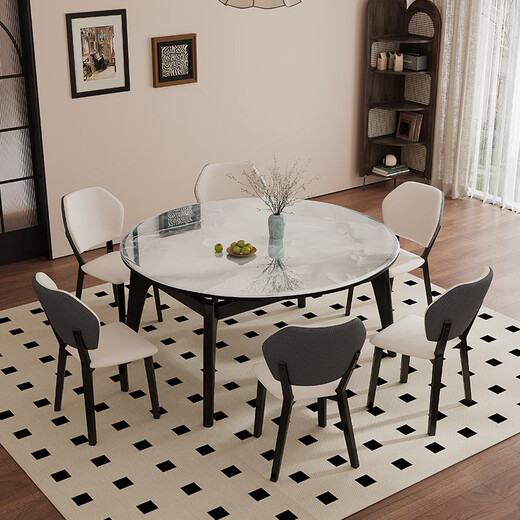
Gujiajiajia furniture 2025 new small apartment microcrystal stone retractable dining table super crystal stone household solid wood square radius 9905# solid wood retractable table 9905# solid wood retractable 76cm 148X90X