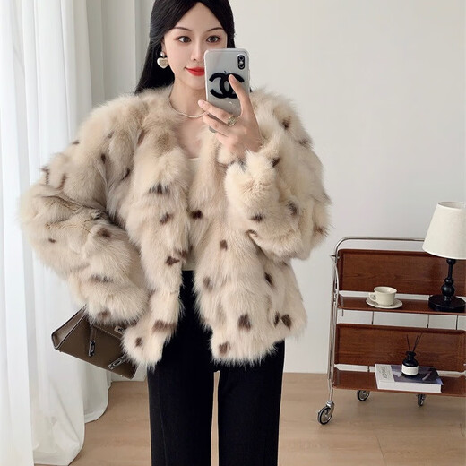欧奇仔皮外套短款拼色大衣女冬小个子洋气百搭 乳白色