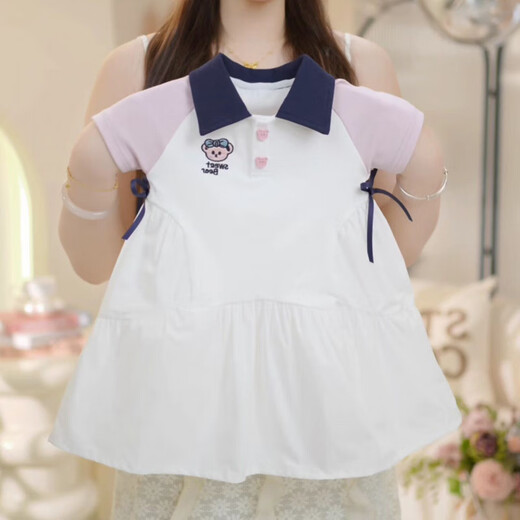 Ttpmer Girls Sommer Mode Polo-Rock kurzärmelige Kinderstil Kleid 9221-Kartoon Katze Polo-Rock 120