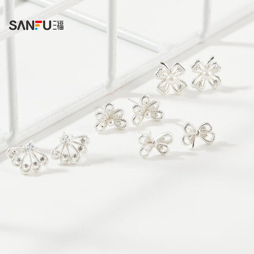 Sanfu 925 silver lace garden earrings pair, elegant sweet jewelry accessories earrings 843738 9230 1 gram