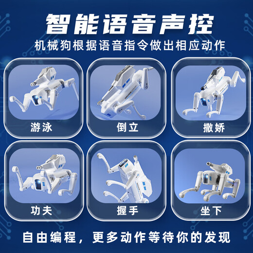 Biansheng Science and Education AI Intelligente Roboterhund -Voice -Sprache Künstliche Technologie -Programmierjunge Elektrische Fernbedienung Kinderspielzeuggeschenk [Technologie White] AI Intelligent Roboter Dog Geschenkbox Schießen + Gesang und Tanzen + Programmierung