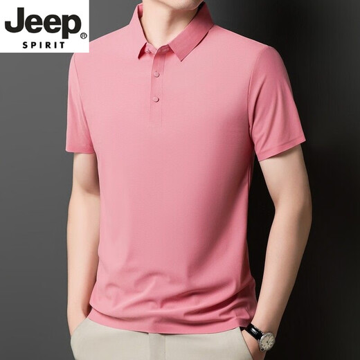 JEEP SPIRIT无痕短袖polo.衫中年爸爸翻领T恤冰丝夏季男士半袖上衣休闲商务 中灰 12358短*袖POLO衫 M 90-110斤左右