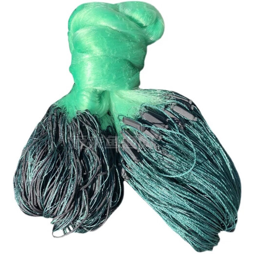 Imported soft silk rope wrapped fishing net three-layer sinking net 100 meters weighted non-wrapped net hanging net sticky mesh wire mesh fishing net 1.5 meters high 100 meters long 2.5 fingers 0.11 green silk three-layer sinking net