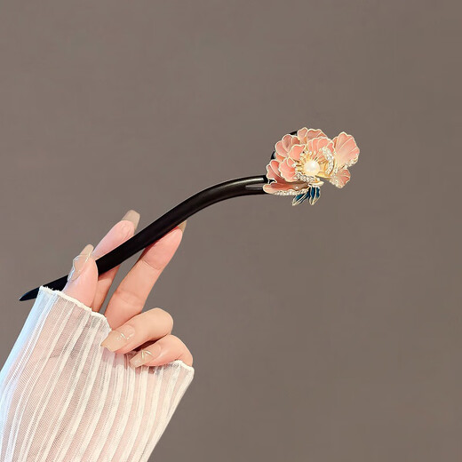 Su Shiliu peony flower hairpin new Chinese style women 2025 new high-end sandalwood Hanfu headdress hair accessories national style hairpin gift national beauty peony flower hairpin