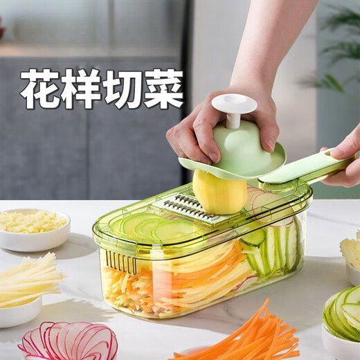 Reputation Special Offer Multifunctional Grater Home Shredding Kitchen Artifact Grater Slicer for Cutting Vegetables and Potato Shreds Dezhi Seiko 5 Blades + Hand Guard + Vegetable Storage Box