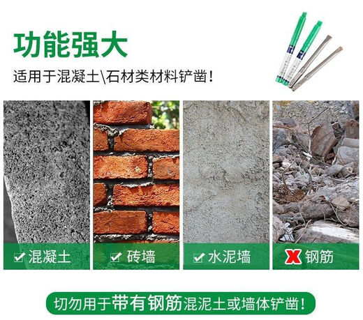 方大王铲墙王电锤钻头方柄四坑冲击合金凿头混凝土开槽101214 银色非方大尖12250五只装