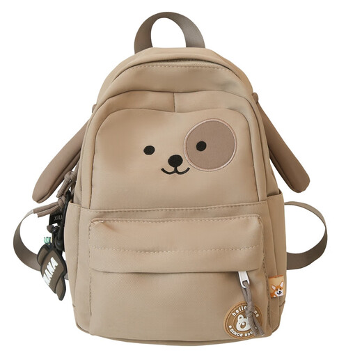
Japanese ins cute puppy schoolbag female high school student Korean version simple casual and versatile college student campus backpack khaki single bag without pendant