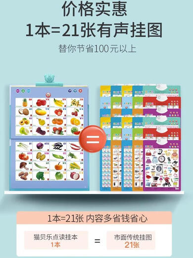 Qilicai erhöhte die Größe der frühkindlichen Bildung für kleine Kinder. Erleuchtung Kognitiver Lesen Soundbuch für Babys Chinese und Englisch Malbuch Lernmaschine. Erhöhte 43-seitige Audio- und Bilderbuch-recherische Version