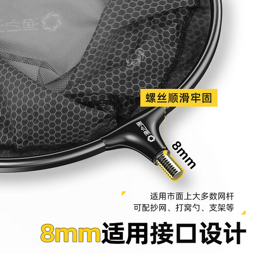 Fishing source quick-drying net head fishing net copy net net pocket net copy head anti-hanging copy net head accessories net head fishing gear 35cm aluminum alloy black net head upgraded version