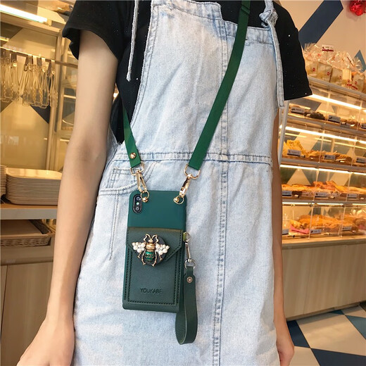 华强北优选蜜蜂零钱包苹果16手机壳12斜挎iphone15promax支架14硅胶8plus带 绿蜜蜂支架卡包斜挎 其他手机型号