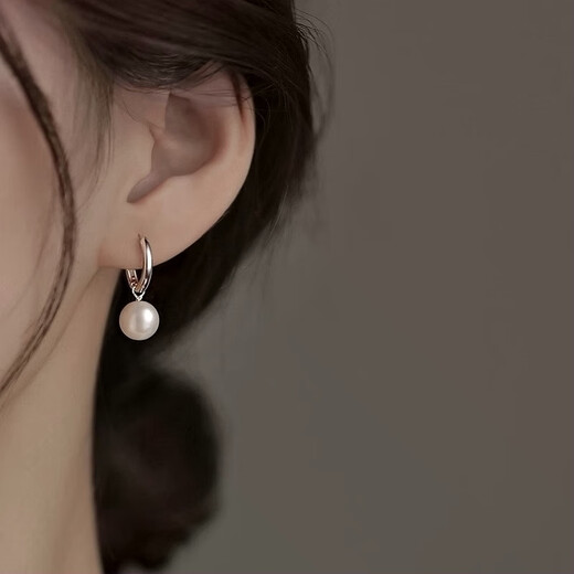 Nilan Fat Donglai same style pt950 platinum pearl earrings PT950 freshwater women's 18 fashion earrings Valentine's Day 520 platinum pearl earrings