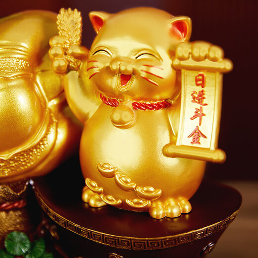 铜雀天骄玉白菜招财猫开业摆件公司新店饭店开业大吉高档礼品生意兴隆礼物 尺寸约39*19*34cm