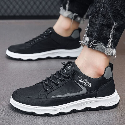 
Huilijun men's old Beijing cloth shoes breathable dad middle-aged casual cloth shoes wear-resistant work anti-slip canvas shoes 1503 black 39