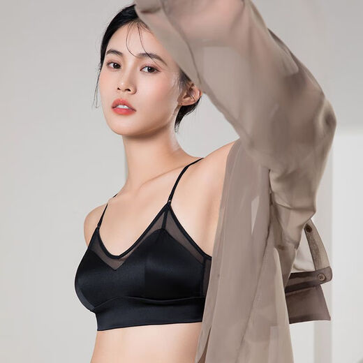 雅鹿桑蚕丝无钢圈文胸轻薄透气美背网纱内衣胸垫可拆卸防凸点真丝胸罩 肤色 M
