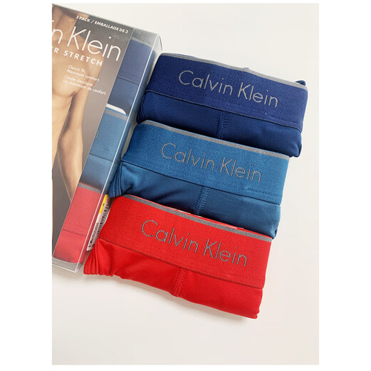 Calvin KleinCK underwear Calvin Klein men's single underwear slippery low-waisted thong NB1876 red_titanium blue_navy blue_pack 3 pieces S