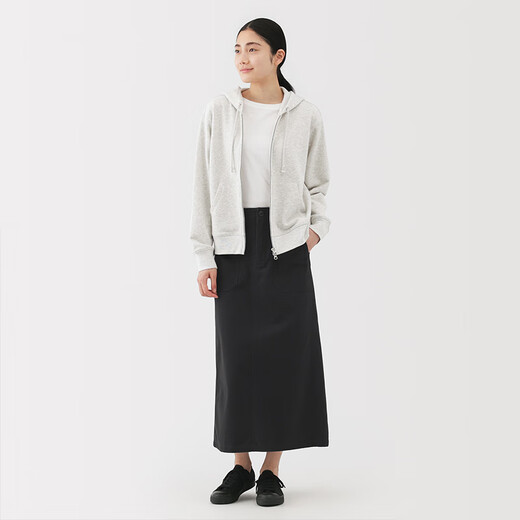 MUJI Women's Washed Herringbone Straight Skirt Long Skirt Women's Pure Cotton 25 Years Autumn Skirt Women's Black M (160/66A)