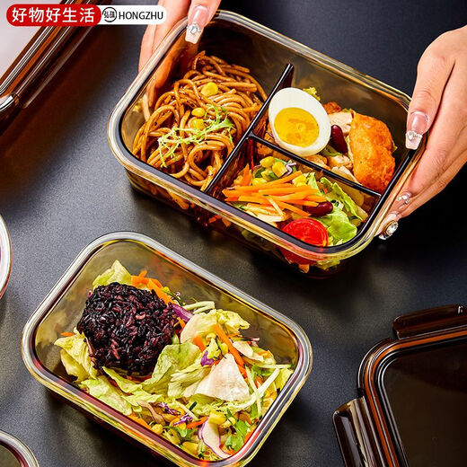 
Lock Lock Glass Lunch Box Microwave Heating Special Bowl Office Worker Bunbox Lunch Box Fruit Sealed Separation Fresh Preservation Box (Best Selling Set) Long San Dividing 1050ml + 480ml round