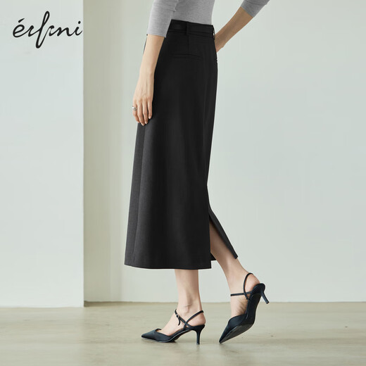 Eveli (eifini) Jiang Xin endorses the classic basic H-shaped mid-length skirt for women 2025 autumn new easy-care skirt dark gray mid-length version L 110-125Jin Jin equals 0.5 kg
