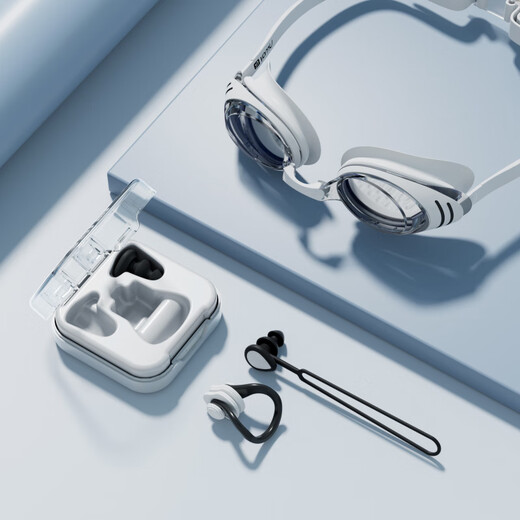 JCZS German brand high-definition anti-fog swimming goggles waterproof diving unisex adult model swimming partner swimming goggles + nose clip earplugs moonlight white flat light