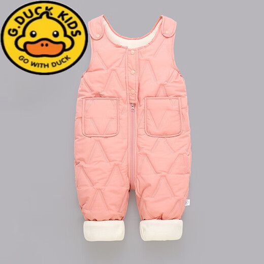 G.DUCKKIDS children's overalls for boys and girls in autumn and winter all-in-one velvet cotton pants for babies with open stalls for children and infants thickened outer pants pink velvet thickened size 90 (recommended for one and a half to two and a half years old)