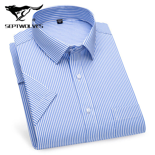 Sieben Wolfs 2025 Sommer Herren-No-Lösungs-Kurzarm-Shirt mit mittleren Altersgeschäften im mittleren Alter Profi Kleidung Fashion Comfort High-End-Baumwoll-Shirt DX6629 38