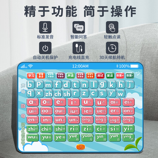 Pinyin d'apprentissage de première année Machine de cartes d'orthographe chinoise Formation de carte d'orthographe avec voyelles initiales voyelles finales suspendues enfants [combinaison de sujets impartiaux] anglais + pinyin + 63 orthographes