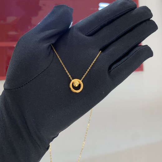 BMOI Old Phoenix 999 gold pure gold gold-plated silver cat's eye necklace transfer bead pendant women's 24K Shilai transfer clavicle chain 0.01g Fat Donglai same style Ball bead ring necklace Fat Donglai same style