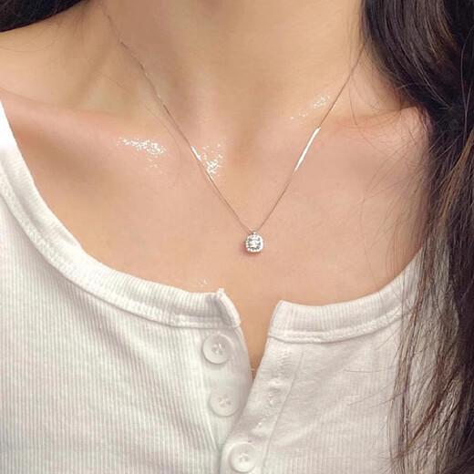 Xinshe S999 sterling silver sugar cube necklace for women, high-end silver clavicle chain to commemorate Valentine's Day and birthday gift for girlfriend, sugar cube necklace