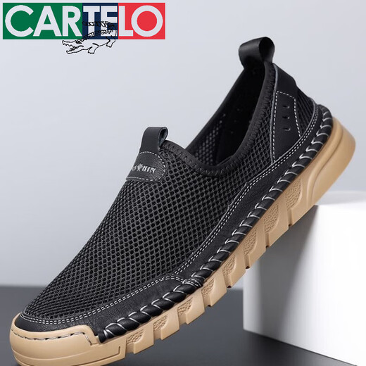 Cartelo sommer atmungsaktive Herren -Netzschuhe Sandalen neue Hohlschuhe Mesh Schuhe Unglücks lässige Outdoor Hollow Herrenschuhe 9196 Weiß Neues Produkt Promotion 42