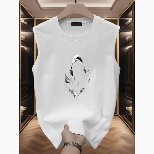Lomon Summer nueva camiseta sin mangas impresas para hombres algodón de algodón puro ropa suelta ropa de hombre día de padre negro [imagen pequeña en el lado delantero izquierdo del chaleco k1098 dos piezas s recomendado 70-80 jin [Jin equivale a 0.5 kg]