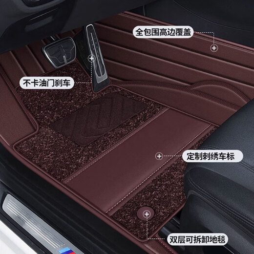 车锦垫保时捷 macan卡宴Cayenne帕拉梅拉Taycan718专用全包围真皮脚垫 真皮+星空毯【酒红色】 卡宴高级定制