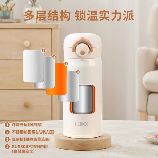 THERMOS Stainless Steel Thermos Cup Men and Women Students Water Cup Large Capacity Cup Birthday Gifts Can Be Buy Group Customized Lettering JNR First Peach Powder 350ml