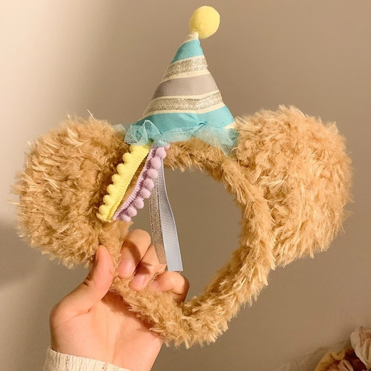 Jieyi 2024 new Lingna Bell Disney hair hoop play hair accessories Disney headwear headband Belle hair clip for women 1 Daffy Bear birthday hat-hair hoop 25*25