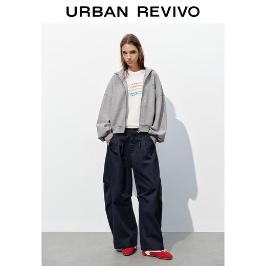UR2025 Autumn New Women's Casual Love Capalled Súper Fatón Super Loose Uyv150063 Flower Grey (ligeramente suelto) M (M-L)