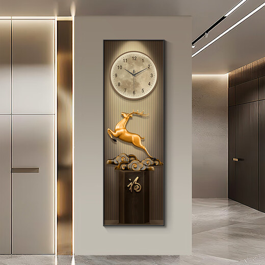 Entrée Horloges d'entrée et légères horloges d'art de luxe et horloges salon sans trous 2025 Nouvelle horloge peinture suspendue avec des lumières par 1371 30 * 90cm