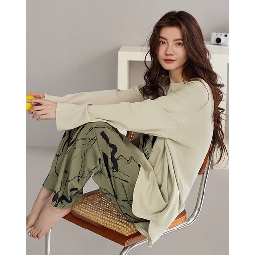 Sangqin pajamas for women in spring and autumn long sleeves 2025 new styles for autumn and winter can be worn outside home clothes XB9922-women's model M