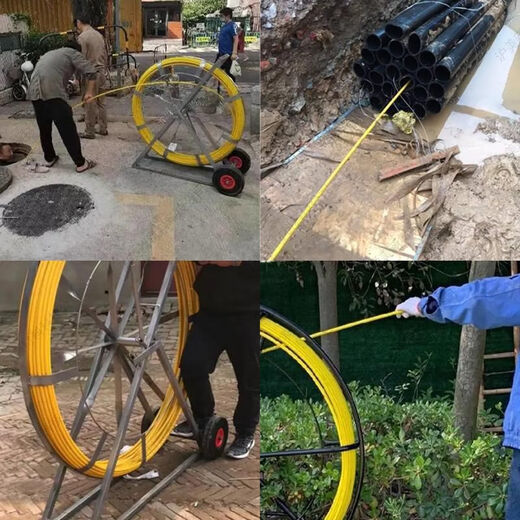 CLCEY玻璃钢穿线穿孔器光缆电缆穿管器电工穿线器引线器管道疏通器 11150米加钢丝带车架直径10mm