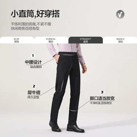 SEVEN (SEVEN) SEVEN worry-free trousers men's trousers 2025 autumn no-iron middle-aged business casual straight suit trousers