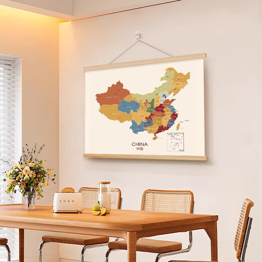 Nouvelle Chine Carte Décoration Peinture Salon Location House Scroll Paint Student Dormitory Bedside Mural Stickers 16851 60 * 40 + Rouglage en bois massif + toile d'huile Picture Lanyard Craft
