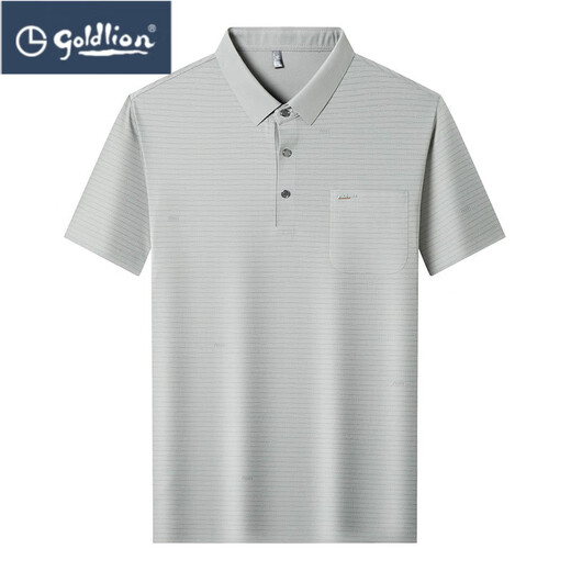 
Goldlion 2025 ice silk short-sleeved men's T-shirt middle-aged dad outfit summer thin casual breathable striped polo shirt men dark gray 15286 2XL 54 recommended weight 160-175 Jin [Jin equals 0.5 kg]