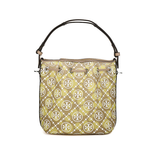 Tory Burch汤丽柏琦T MONOGRAM提花女包水桶包斜挎包 TB166273-251 卡其绿