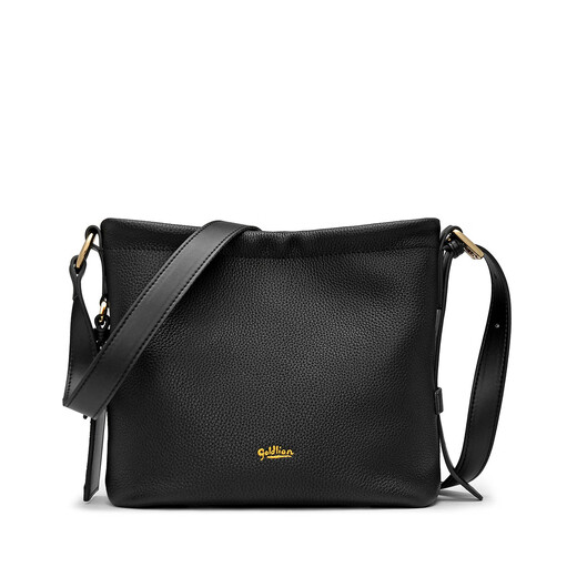 GOLDLION G+ women's bag shoulder bag cowhide fashion women's crossbody bag drawstring large capacity bucket bag black 23*13*21cm