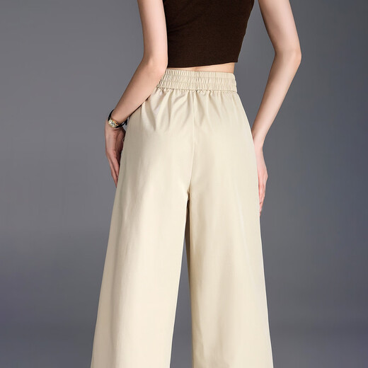 Demana [Sauerstoff schlanke Hosen] Sommerdesign Sinn geknöpfte Weitbeine und elastische Taille kleiner Körper, die lange Frauen -Freizeithosen bedecken
