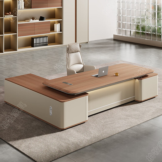 Litang simple modern boss desk desk light luxury high-end executive desk new Chinese style president office manager desk and chair combination 2.8m table blister table + chair + 3.2m cabinet