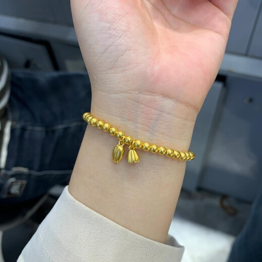 Only double ancient method inherited gold-plated silver two-life joy bracelet for women, fashionable and simple lotus lotus rope transfer bead bracelet bracelet two-life joy lotus bracelet, gold-filled about 0.4 grams