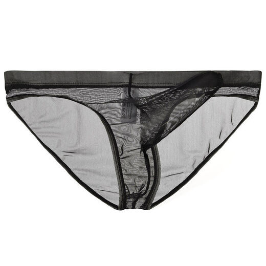 Sexy underwear thong for male adult masturbation transparent mesh sexy men's underwear black L