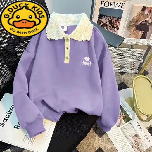 G.DUCKKIDS童装女童卫衣春秋款新款洋气儿童秋装小女孩秋季POLO衫长袖上衣潮 绿色 110 建议4-5岁